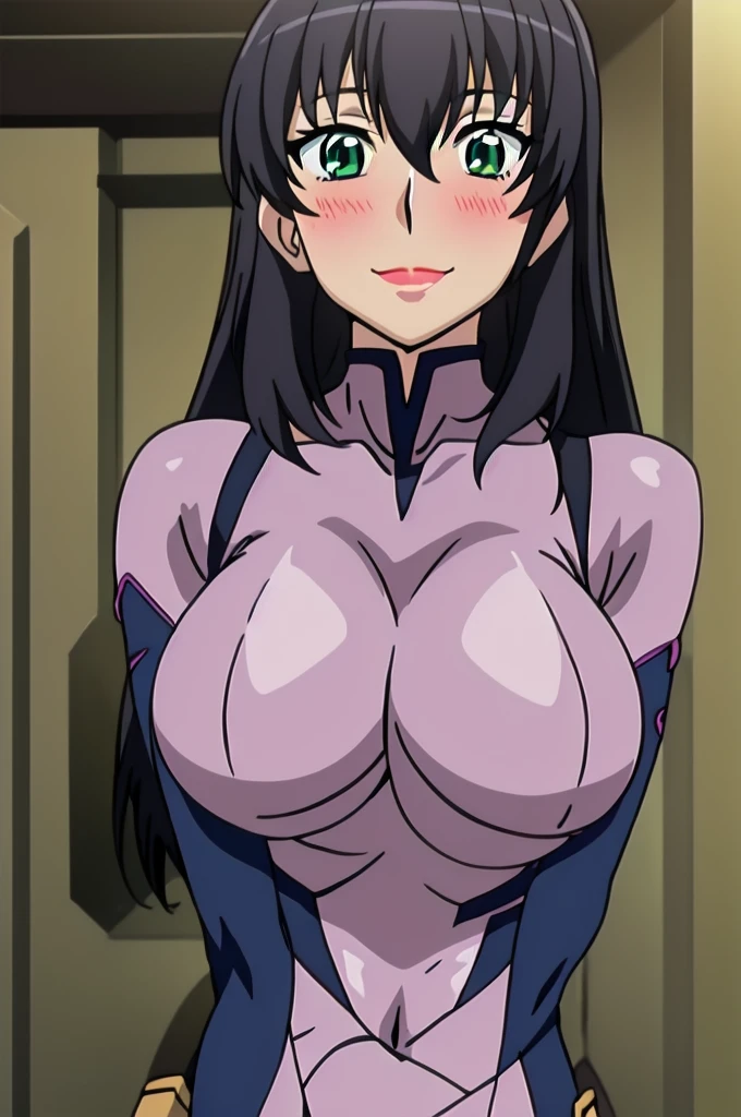 blackfire, dark skin, 1boy, breasts, paizuri,, 1girl, breasts, paizuri, 1boy, hetero,nipples ,penis , large_breasts, solo_focus, collarbone, breasts_squeezed_together, unaligned breasts, asymmetrical breasts, black hair,