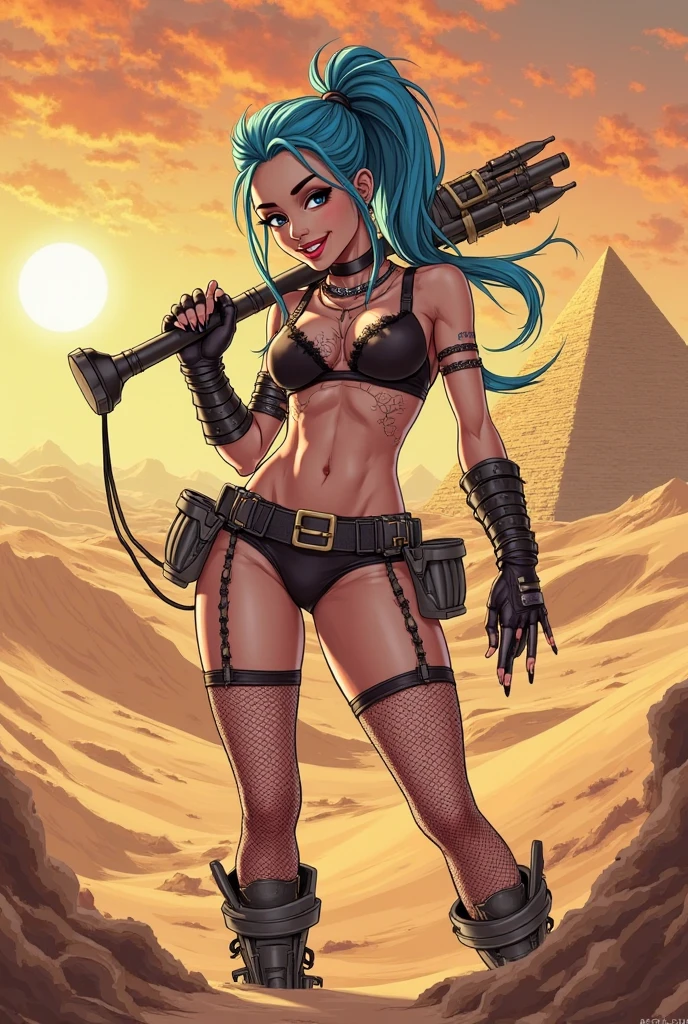 highly insanely detailed, masterpiece, top quality, best quality, highres, 4k, 8k, RAW photo, (1girl),solo,zdenka, dark skin, fingerless gloves, armor, goggles on head, handgun,dreadlocks, fishnet thighhighs, detached sleeves, elbow gloves, green eyes, holster, long hair, shin guards, 
large breasts,
dynamic pose, holding handgun, outdoors, spacecraft, angry,
comic style, lineart, 
dynamic weather, dynamic colors, random colors, 
<lora:Zdenka_v01-000003:0.80>