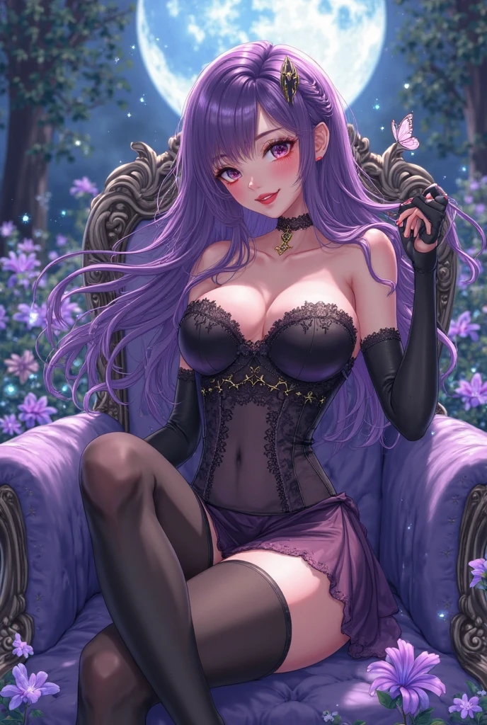cyberpunk,(bokeh, best quality, masterpiece:1) 1girl, purple hair, purple eyeshadow, (intricate detail),<lora:emo_hairstyle:0.5> , short emo_hairstyle , standing, looking at viewer, squatting, open mouth, light smile, floating hair, falling leaves, golden hour, ((((warm glow))))
