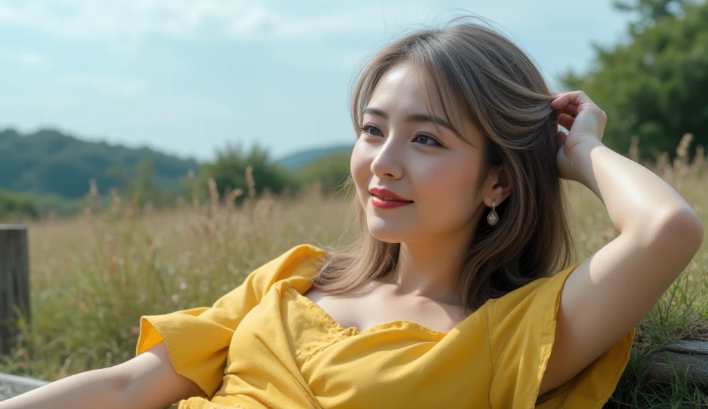 (chtwchaeyo:1.3), (Portrait:1.3), (outside:1.2), (highly detailed:1.3), (soft lighting), dawn, (bohemian attire:1.2), (dreamy expression), natural setting, (pastel hues:1.15), (auburn hair:1.1) kissed by sunrise, (relaxed pose), (natural beauty:1.1), (calm demeanor:1.2), (barefoot), (flowing dress), (sun-kissed skin), (ethereal backdrop), (gentle breeze), (serene ambiance), (nostalgic atmosphere), (subtle storytelling), (gentle tones), (warmth and comfort), (impressionistic brushwork), (effortless charm), (gentle features), (captivating simplicity), (timeless appeal), (expressive subtlety), (evocative tranquility)
<lora:chaeyoketiga:0.7>