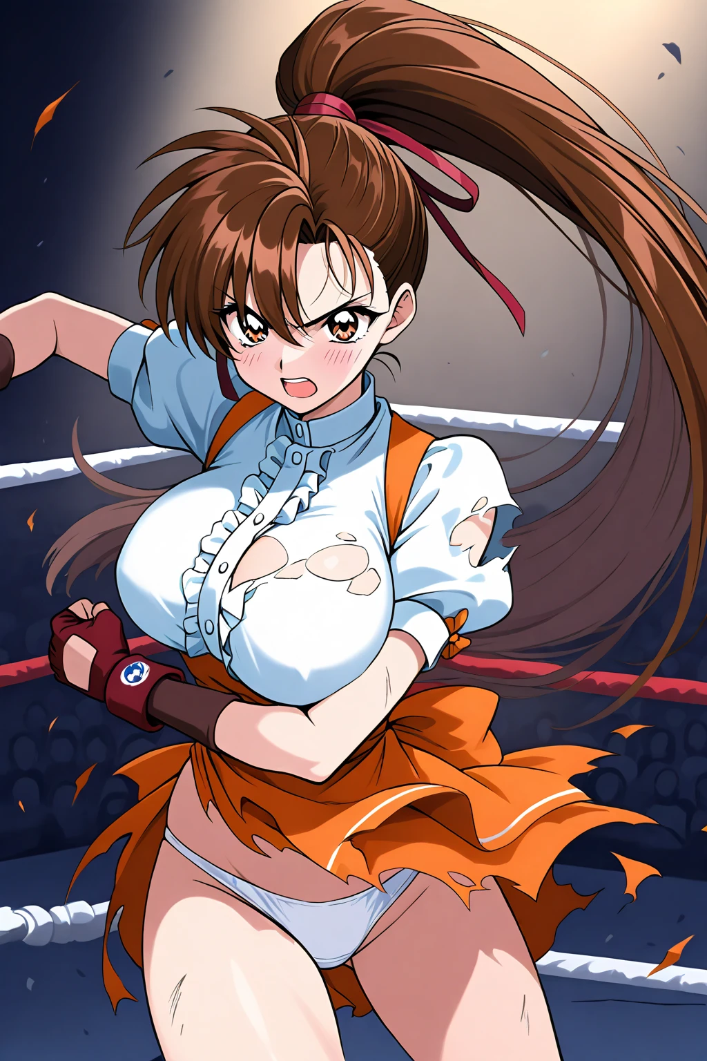 hug, Elegant lady, (upper body only), anime style: 1.8, anime drawing, ultra detailed face, ultra detailed body, 4k, Sumergai Lee Noriega, (standing), best quality, anime style, hires, highest definition, digital blending, bold drawing lines, ((wwe wrestler), (location: wwe arena, crowds watching), ( slim body, long belly, (strong biceps), , off-shoulders, closed fists, (curvy: 2.8)), ((topless, nipples, torn trousers, belt, white gloves, collar, elbow protector)), victorious, winner, gentle, (very wet body, very wet face, big breasts, smile), (big eyes, brown eyes), (), (brown hair, loose hair, curly hair, wavy hair, long hair, missy hair), 27 years old,