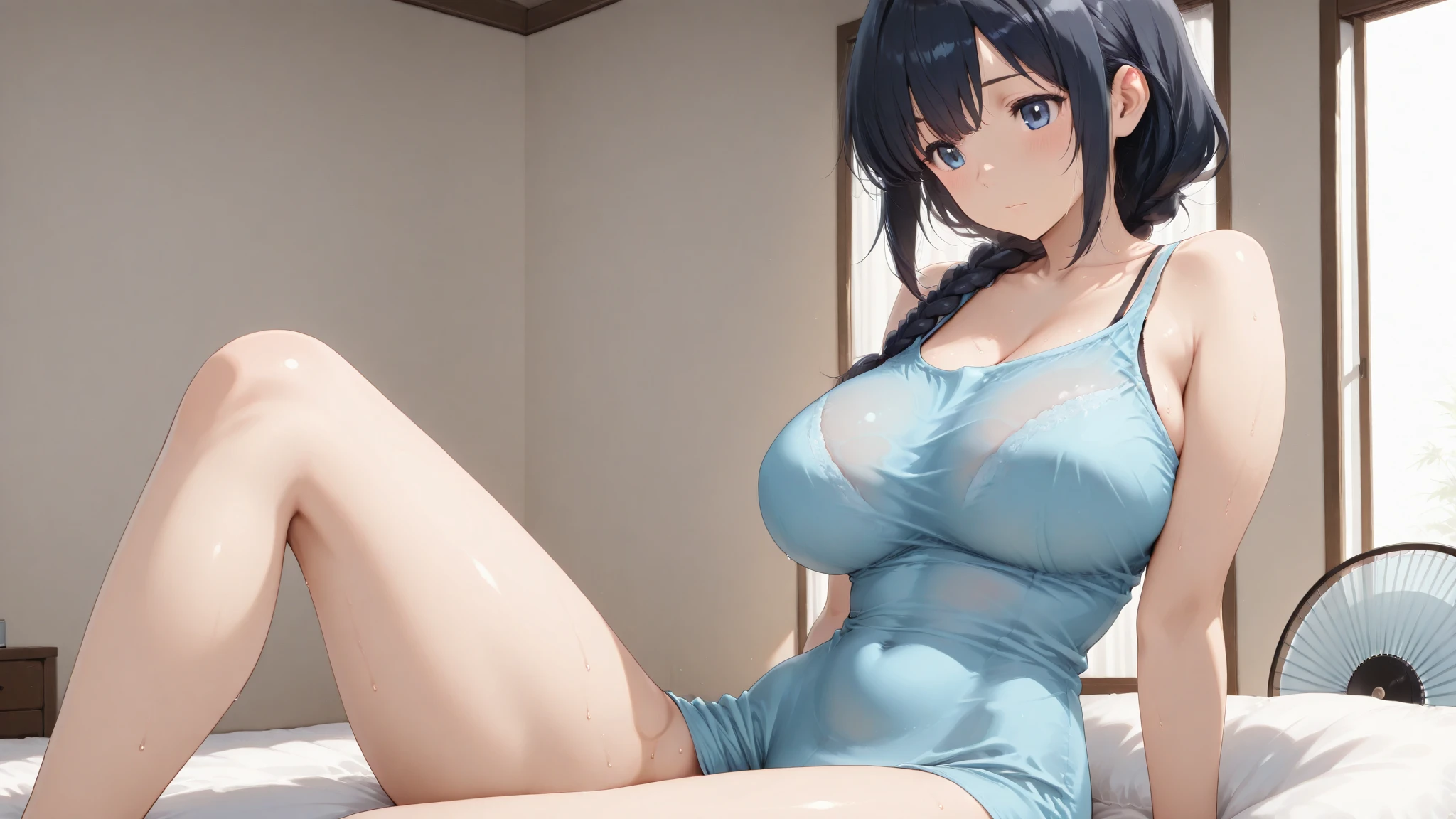 (8K, Raw photo, Best Quality, masutepiece:1.2), (Realistic, Photorealsitic:1.37),1 girl,Cute, (Solo),A detailed face, Dramatic Angle,
,Volleyball uniform,Look away,Sporty,Wet skin,Sweat,Large breasts,Nice　Legs,Volleyball　Match venue  ,(A transparent soul is being sucked into the body:1.5)、(The girl is possessed by someone、eyes are blank.:1.4)