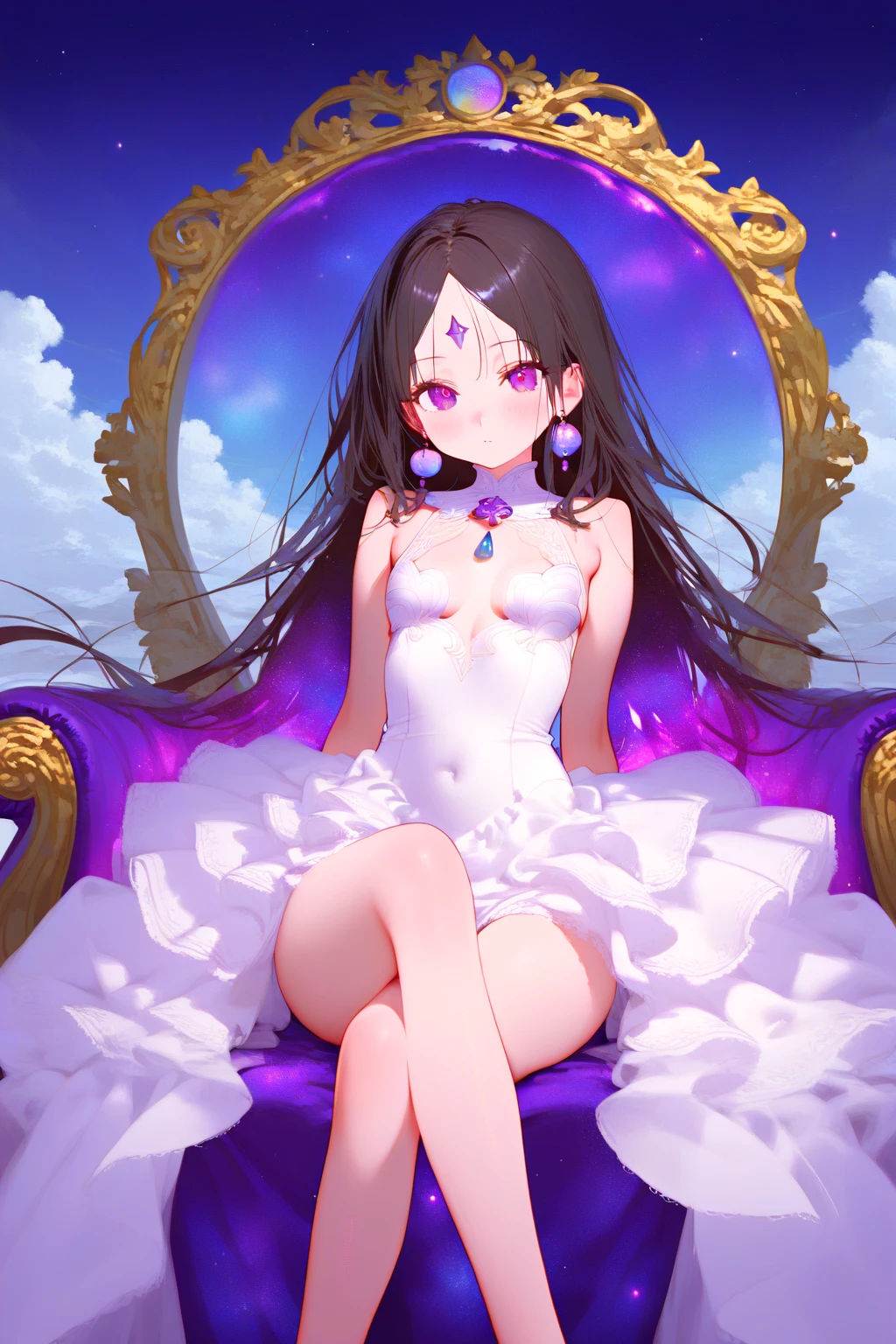 Sitting with Knees Up on bed ,spread legs,Even bangs、princess cut、black hair, bright eyes, naked, 光沢のあるnipple、(masterpiece),(highest quality:1.0), (ultra high resolution:1.0), Detail view, 8K, anime, masterpiece, brown eyes、nipple、attractive woman provocative look Blushing wavy hair very big breasts Fair skin Very detailed breasts Very detailed eyes her cheeks are flushed show your chest press your chest together I'm shy,large breasts,saliva seductive smile,ahegao, blush, sweat, rolling eyes, tears, 1girl,bishojo, beautiful starry sky、grassland、thick eyebrows、Bunny girl, M legs,show off breasts、I'm looking here、one girl,grasslandの背景、Blue sky、