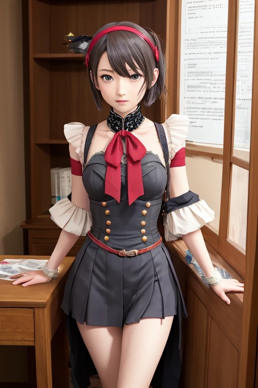 best quality，masterpiece，The Ultimate Solution，Fluffy，Extremely colorful，Mature beautiful woman，（Dress school uniform），Lace skirt，（Beautiful woman beheaded），Normal posture，（Kneeling），Kneeling on the bed，shackles，Beheading，collar，White stockings ，barefoot，Normal posture