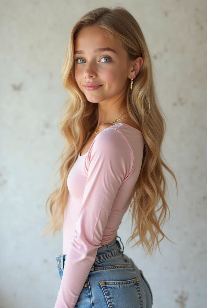 (style of Titian:1.15), (long shot:1.4), <lora:sd15_VasilinaKireenko_locon_24_v1-000012:1> VasilinaKireenko blonde hair smile, light salmon hair styled as Loose Spiral Curls