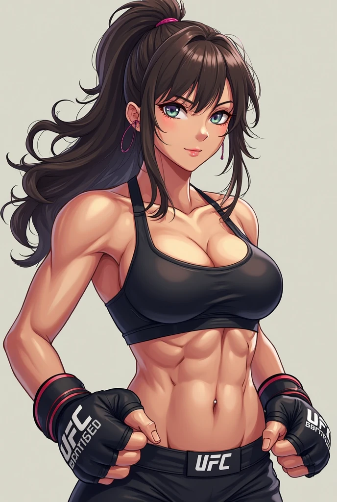 1 woman,(Ultra Colossal 1.8),Muscular beauty、Muscle Beauty、Martial arts、Street Fight、Dynamism、The highest image quality、Ahoge、braid ponytail、Does not expose the skin、Refreshing smile、????、Underworld、Heart stick、