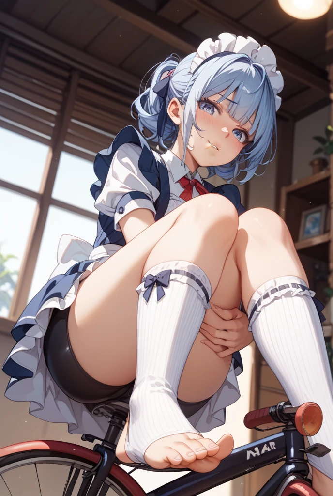 8K、masterpiece、Japanese、Woman wearing glasses、Neon(nod)、from the front、smile、Childish、Small breasts、See-through underwear、night、Bedroom、Show your underwear、mini skirt