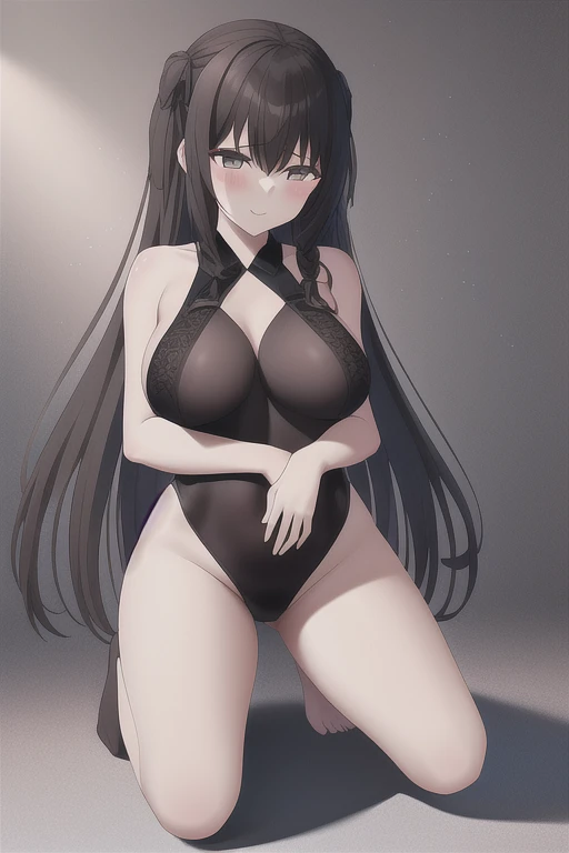 nsfw,slip,1 girl,Solo,pov,face,(high-leg_one-piece),sidecut,black hair,red eyes,long hair,Tsurime,Curvy,crotch,Wedgie,masterpiece, best quality, very aesthetic, absurdres,straight-on,medium shot,