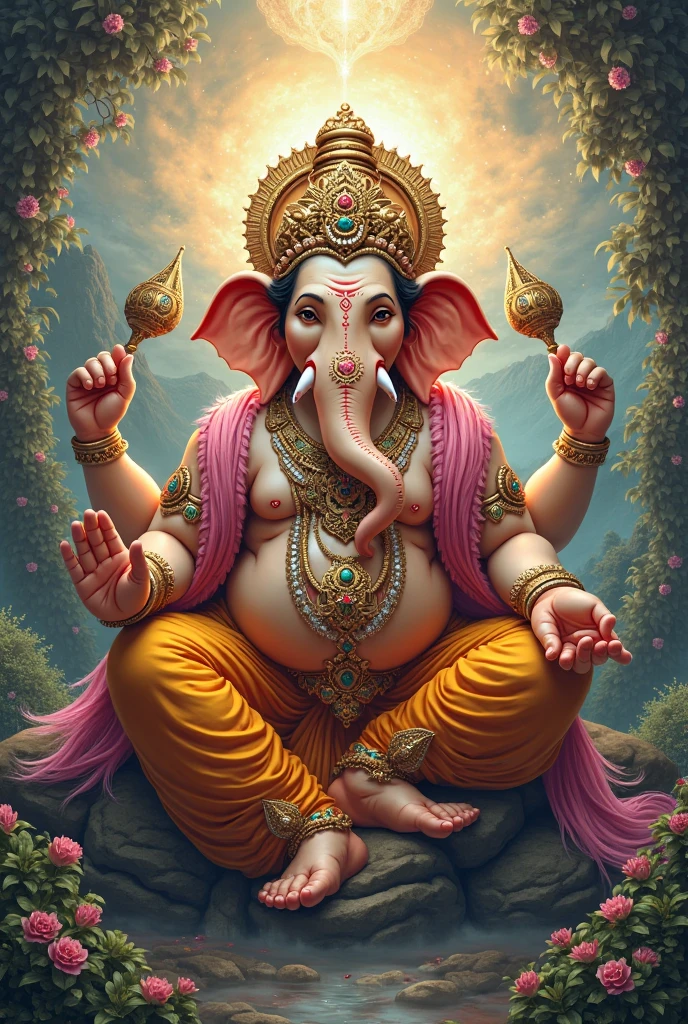 Ganesha Tagore is sitting on a snake.