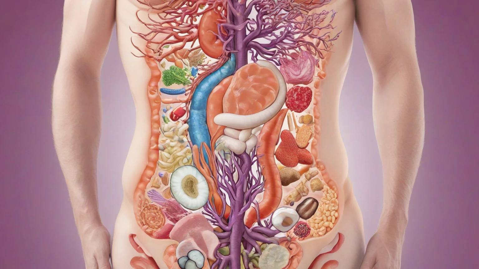 The stomach of a monogastric, pointing out its parts, including its irrigation and its layers