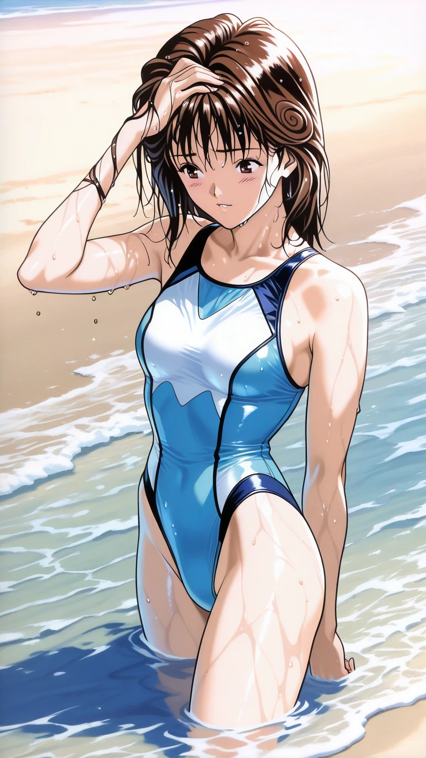 Only One Woman、One piece swimsuit、Navy blue school swimsuit、Spread your legs、stretch、Armpit hair、Hairy armpits