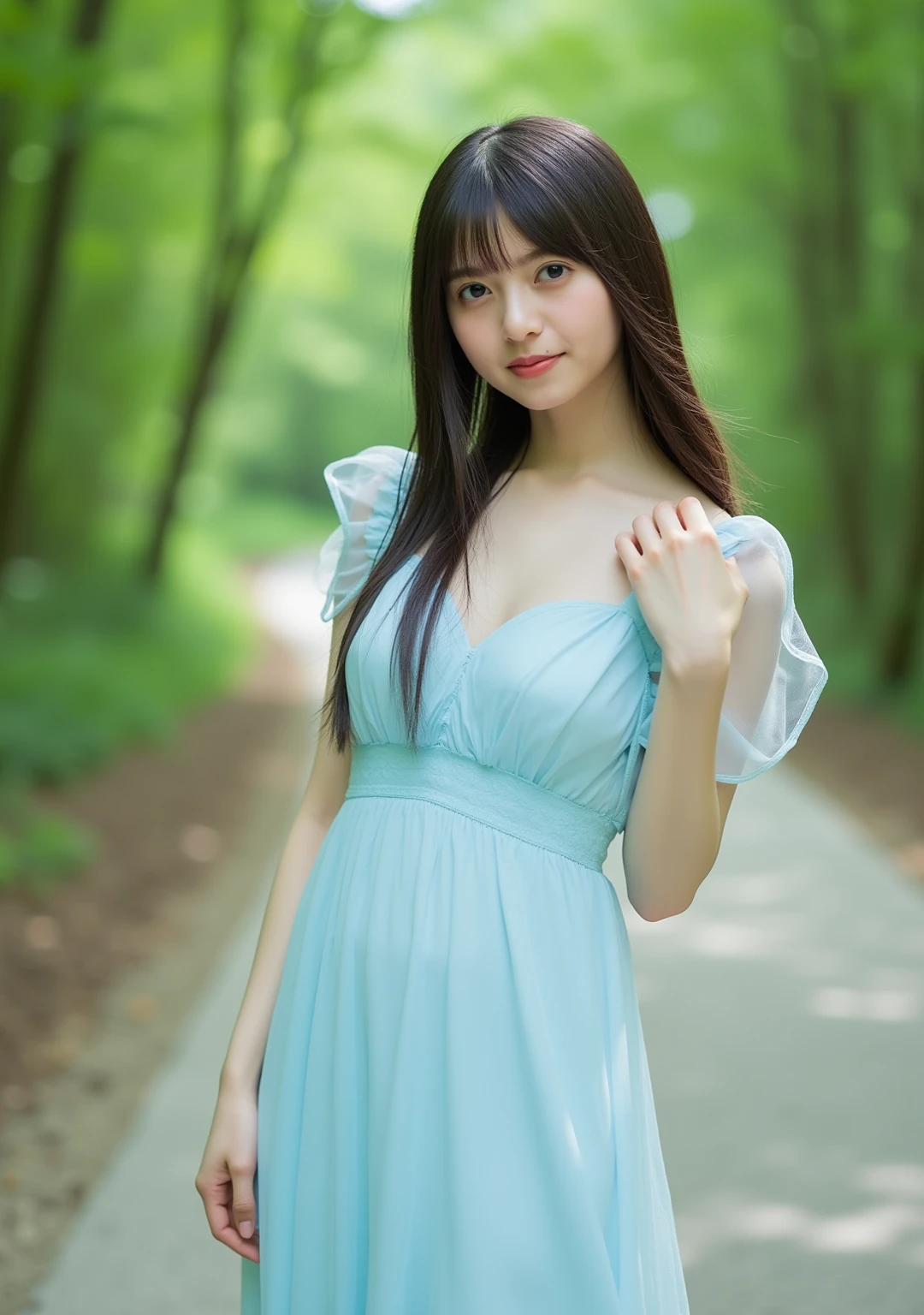 (highest quality、Masterpiece、8k、Best image quality、Award-winning works)、1 female、walk in the park、(pregnancy:1.1)、(alone:1.1)、(1 photo:1.1)、(Adorable Lolita Maternity Wear:1.1)、(Sexy see-through maternity wear:1.1)、Lace ornament、Perfect Makeup、thin、The biggest smile is looking at me、(height: 140cm:1.5)、(Very short:1.5)、standing full body photo、Perfect Anatomy、Blurred cherry blossoms in full bloom、big grass park、Refreshing atmosphere、very bright and vivid、Beautiful eyes in ultra-high resolution、Ultra high resolution perfect beautiful teeth、Ultra-high definition beauty face、Ultra HD beautiful hair、Perfect teeth alignment