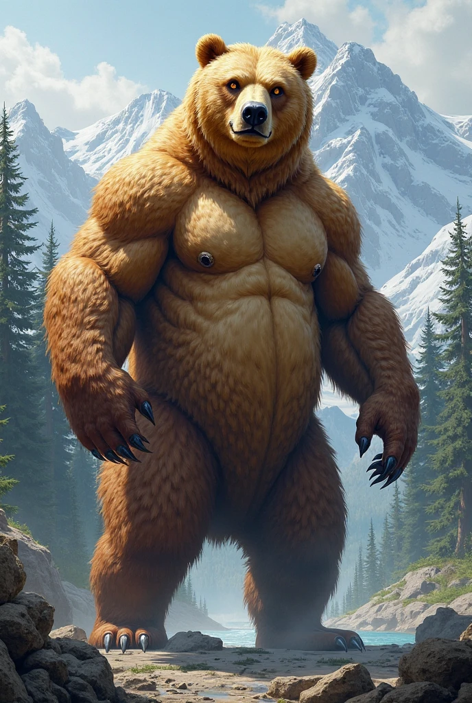 Transformation sequence of human female transforming into a bear, standing, concept art, sequence, human to anthro, nipples, pussy, hi res, masterpiece, absurd res, 2023, extreme detail, abs,