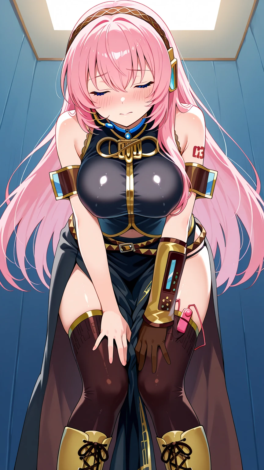 (Masterpiece, of the highest quality:1.3)Lightning FF13, 1 girl, alone, pink hair, naked, socks, pussy, spread legs, modern city, modern city, Fantasy, NSFW, +18