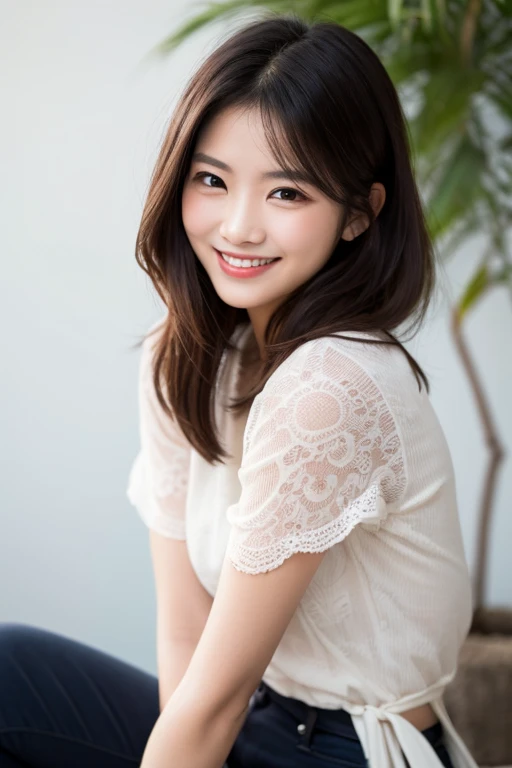 Ulchan-6500-v1.1, (RAW photo:1.2), (Photoreal), beautiful detailed girl, (See-through:1.3), (genuine: 1.4), very detailed目と顔, beautiful and fine eyes, elegant long dress、sitting on the bench、huge file size, High resolution, very detailed, highest quality, [masterpiece:1.6], enlightenment, very detailed, nffsw, finely, highest quality, 8k wallpaper, movie lighting, 1 girl, 17 years old, perfect body shape, Cute droopy eyes、beautiful big eyes、 ((muste piece)), highest quality, 1 girl, eye shadow, Upper body, portrait, ((full body shot:1.4))、(very affectionate smile:1.2)