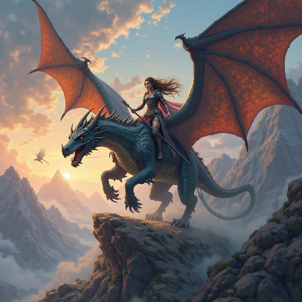realistic (Epic Fantasy:1.5) A mighty dragon soaring over a mythical kingdom painted in bold colors. (Art by Lois van Baarle:1.4) (Ultra HD, 8k), masterpiece, best quality, detailed, realistic, 8k UHD, high quality, lifelike, precise, vibrant, absurdres, SimplepositiveXLv1