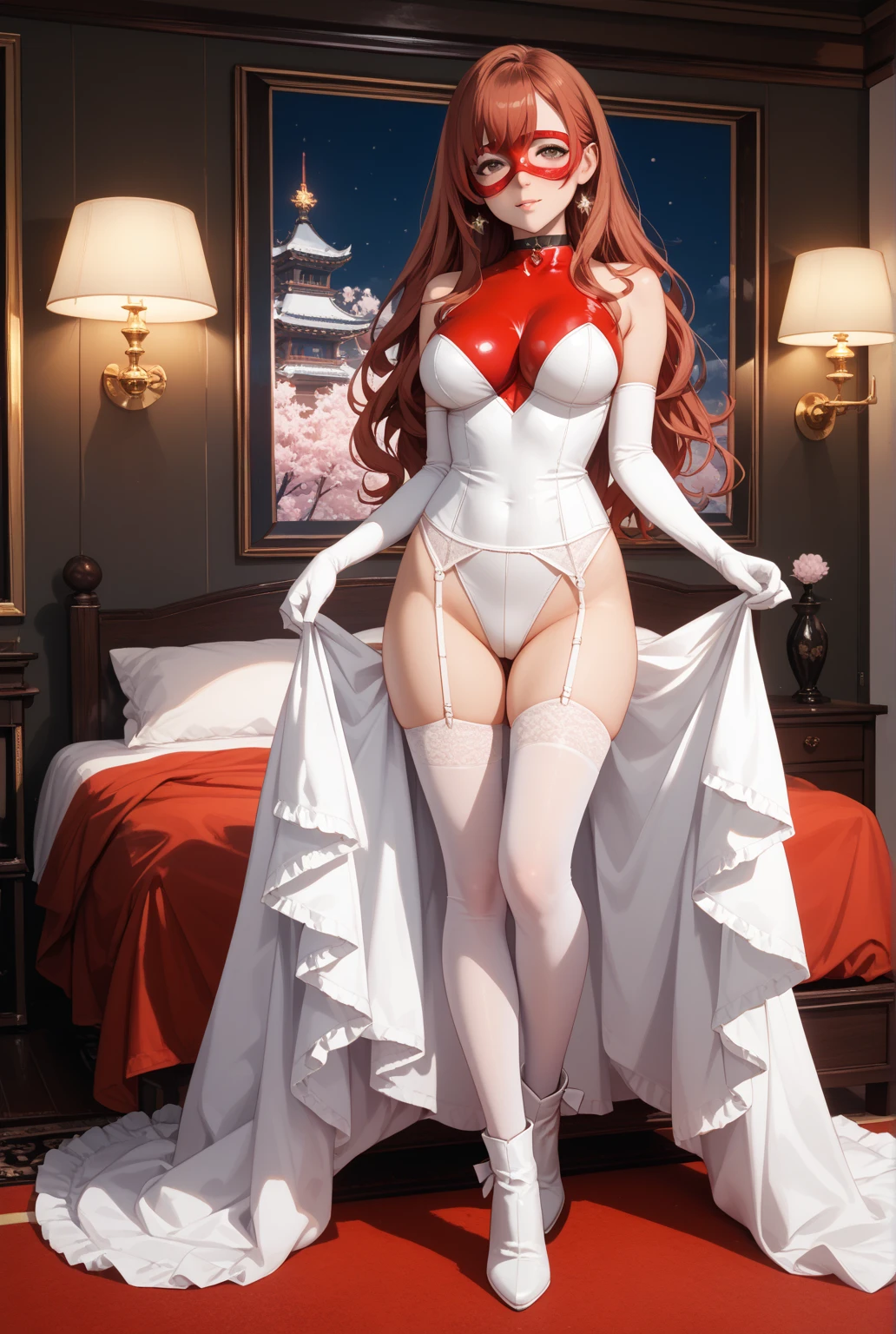 Sexy cuerpo esbelto extra grandes oppais chica, solo, wallpaper fanart Stunning girl, red hair ,standing splitz perfect detailed, full-body display 1.2