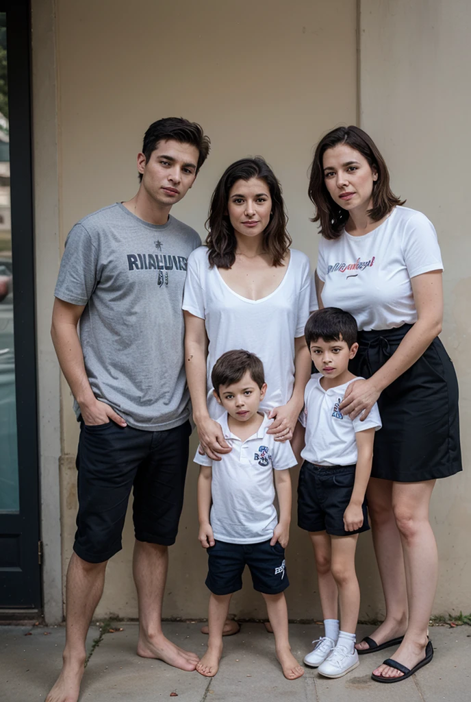 photo of a family consisting of 3 daughters, 7 boys with father and mother