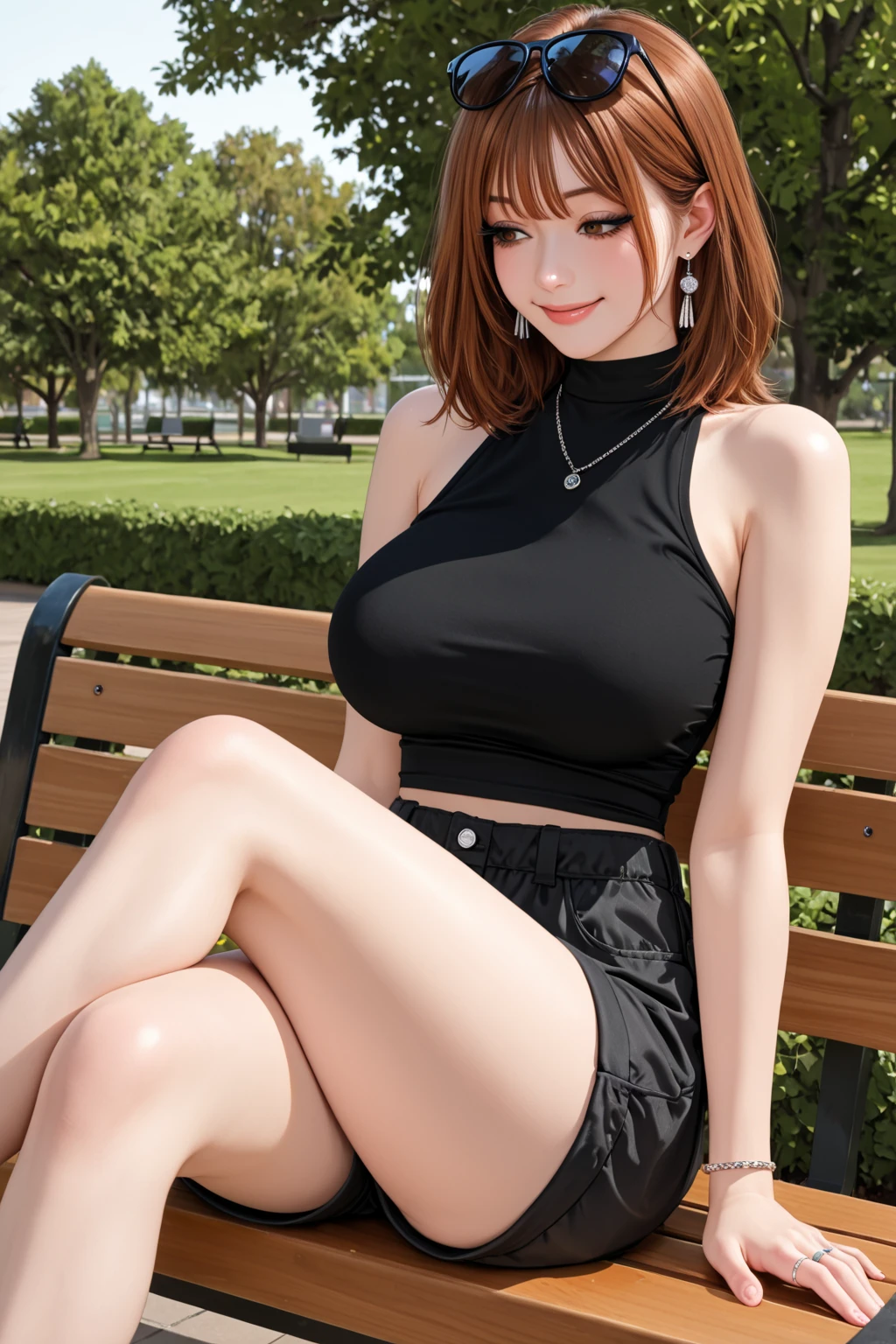 Soft Light, (((short hair:1.3), Short bangs, Floating Hair NovaFrogStyle)), ((ultimate beautiful wife)), 20th generation, Fine grain, (Big eyes:1.3), Lip details, Very detailedな顔, Beautiful and sophisticated nose, Long eyelashes, ((Big and ample breasts)), Realistic face, Realistic body, Beautiful thighs, (Grey transparent tight mesh T-shirt:1.3)、(Animal print tight micro mini skirt:1.4)、chest wide open、You can see the whole body down to the toes.、stockings、(sit cross-legged on a chair:1.3), With background:((Cafe in the forest, Kobe))、(RAW Photos, Highest quality), (Realistic, Realistic:1.3), Very detailed, A light smile, High resolution