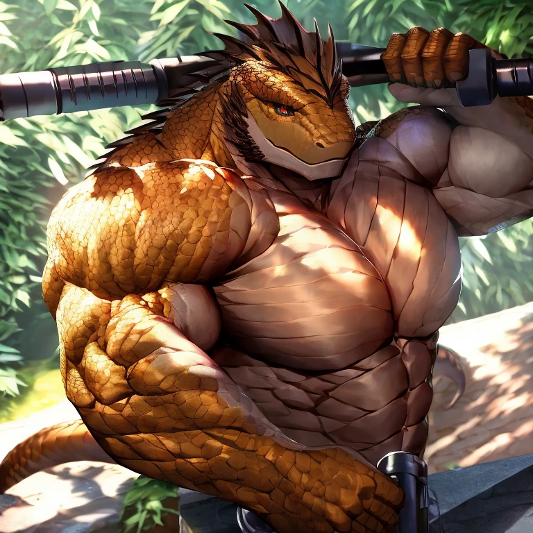 Male, anthropomorphic dinosaur (Dinnosauro fofo), full body, muscular build, playful expression, soft brown fur, green scaled texture, intricately detailed, highest quality rendering, bright and colorful environment, solo pose, looking directly at viewer, , big , hiding , detailed face with expressive eyes, realistic and lifelike, trending on ArtStation, by ArtisticallyWilde, by DinosaurWhisperer, by LithoDragon.