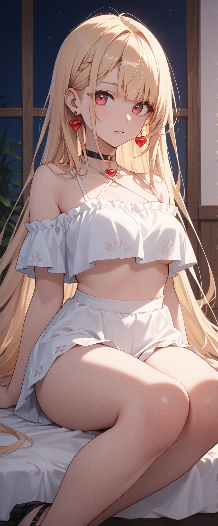 girl、high school student、Blonde、Hair that flies around、long hair、Orange eyes、Thick thighs、（（G-Cup））、Make your breasts bigger、Embarrassing、Blushing（（highest quality））、Anime Style、hot spring、Wrapped in a towel、The towel is see-through