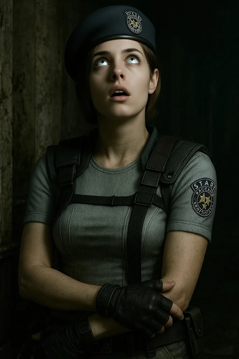 photo of spooky mansion indoors, blood, scenery, dark, (underexposed:1.3), horror theme, piano, rebecca chambers woman, gun, military uniform, pistol, (green pants:1.3), tactical belt, (white tactical plate vest:1.3), short sleeves, (red headband:1.2), boots, short hair, film grain, ray tracing, best quality, masterpiece, UHD, 8k <lora:resevil:1>