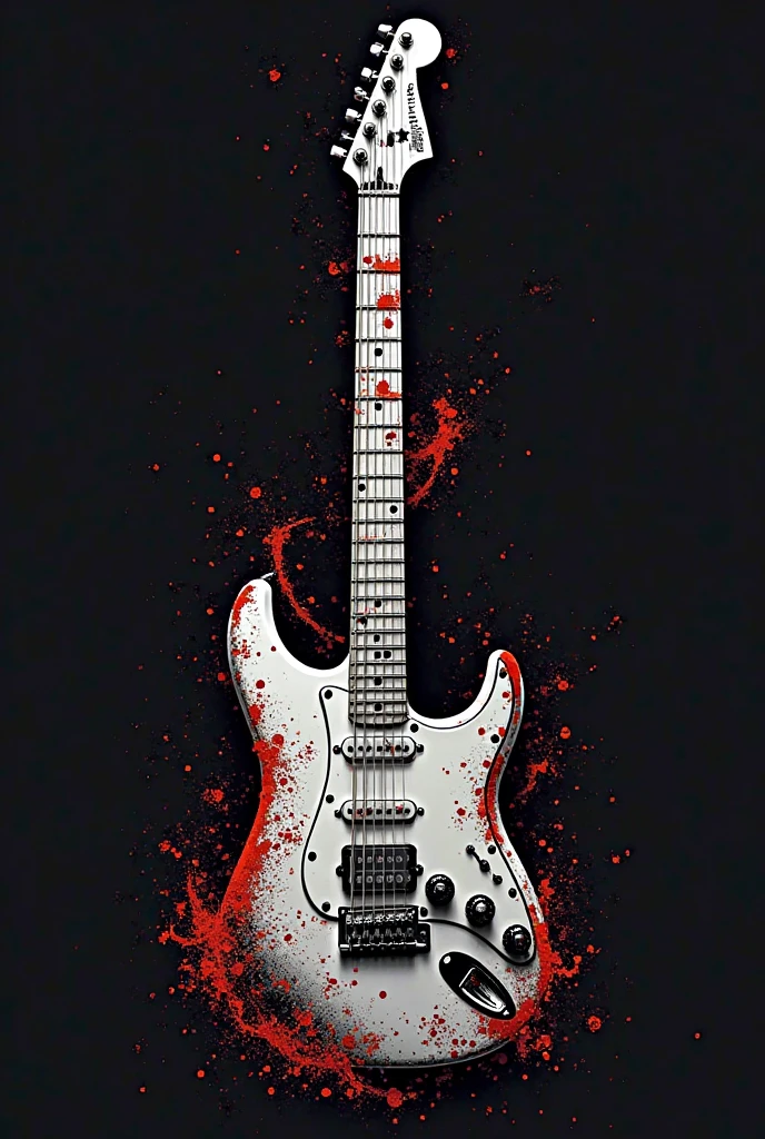 White guitar hero guitar with a red skull on the back