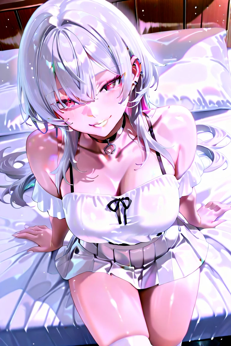 (masterpiece, high quality, highres,Highest picture quality),
BREAK
blurry background, (colorful:0.7), (eyes focus:1.2), looking at viewer, upper_body, fisheye, (indoors:1.1), cuteg, warm light, cute cat ears, 
BREAK 
1loli, standing, solo, ^ ^, (leaning_forward:1.1), arms_behind_back, (wide-eyed:1.1), head_tilt, bare shoulders, small breasts, long eyelashes, collarbone, (blush:0.95),
BREAK
shiny skin, shiny hair,(bright pupils:1.1),Curious,detailed eyes,hair ornament, long hair, two side up hair,white hair, upskirt, shiny eyes,