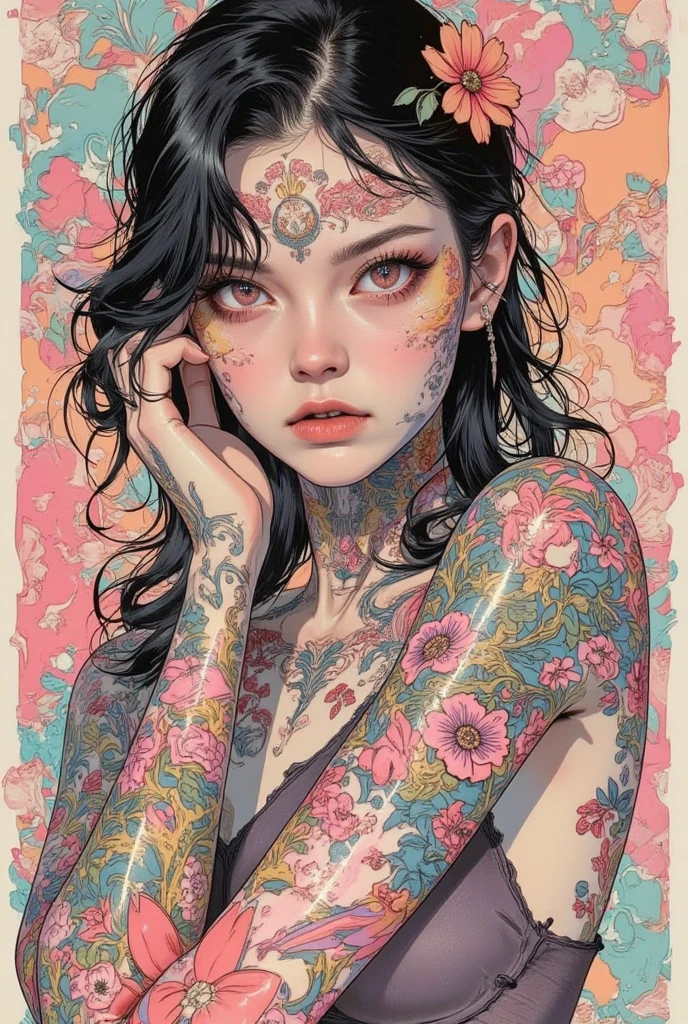 {{{{{16k}}}}}, {{{{{The immorality of watching the process of transforming a pure girl loved by everyone into her facial rank and tits rose to the SSS rank of top-notch pretty japanese actresses, getting more her tattoos increase and the lines of her breasts become clearer, She is laid on an coffin of flowers bouquets of flowers are stabbed all over her body and her body becomes more curvy her tits more erect as they float above her and she is turned into a cutesy flower arrangements, She knows that if she sleeps she will lose her life but she cannot stop her sleep her eyelids grow heavy and the moment she is fully asleep the flower glows absorbs her life blooms more cutely and transforms her corpse into something lovely and capable of eternal necrophilia, Each time she was necrophiliac her tattoos increased the tattoos her waist and underbust became thinner, her breasts become even larger and deeper with cleavage, her skin is changed to be smoother, Her hair is replaced by a bang long glossy very Straight hair, Everything about her became one with the flowers so that her nipples and cunt were stained with flower tattoos her straight hair hung out like flower vines and her tits bore like the fruit of a flower, She is fitted with a heart collar that puts people into eternal sleep which transforms her into a cute once-in-a-millennium narcotic hallucinogenic flower arrangement that becomes her too-cute ??????}}}}},{{Extremely detailed}},{{{{{integrated her head pure small, Enchanting Too thick and erotic lips, Her thickened lips shimmer with luster}}}}},{{{{{Her tattoos spread all over her body with hallucinations, She is tattooed with lewd flowers on her neck, arms, lower abdomen, thighs, buttocks}}}}}