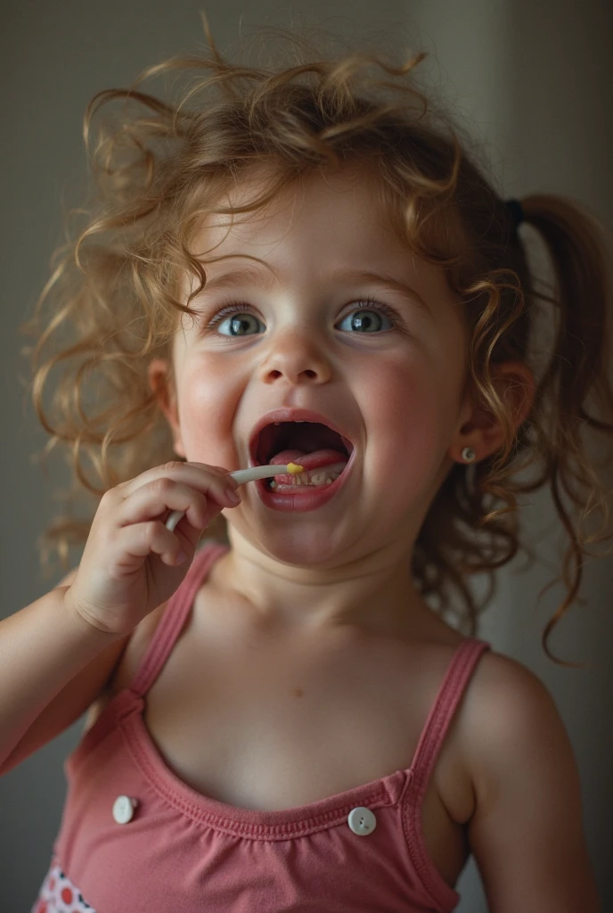 child using dental floss