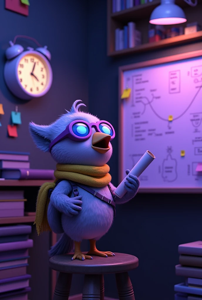 Berdly from Deltarune, glasses, cartoony eyes, smirk, solo, 1boy, male, thick thighs, wide , cute, ((front face)) masterpiece, best quality, (8k, top quality, masterpiece: 1.2), (realistic, photorealistic: 1.37), super detailed, Berdly single, cute, solo, midnight, beautiful detailed sky, Detailed café, sitting, date, (blush), (smile: 1.15), small  (mouth closed), beautiful fine eyes, feathery fluff, NovaFrogStyle, black turtleneck, white jacket, short sleeves