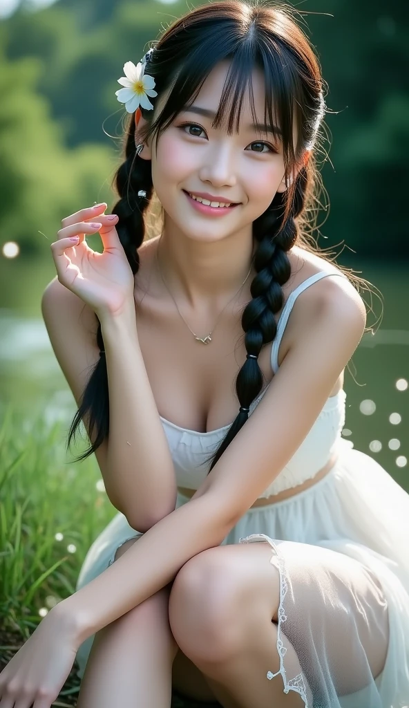 (((32K,Very high resolution, Attention to detail, Very accurate,Masterpiece Girl 1))),RAW Photos & Realistic atmosphere,Beautiful dark blue eyes,Mouth details,Glossy lips,Fine eyebrows,Soft white skin that shines in every detail,,Detailed drawn eyes、Very beautiful eyes with blue pupils,Detailed lips、Very beautiful face,Very well-formed face、A vivid face,Beautiful, shining lips,Beautiful Eyebrows,Infinite Reality,Best Design,(めちゃくちゃ可愛い地味で控えめな日本の18ageの女の子,,Toned body,Perfect gal leader model,Beautifully shaped breasts,Very cute beautiful girl,Girl:1.5),The best natural makeup,Japanese Ido,Korean Idol,Young sensual idol,Watery eyes,Dark and beautiful eyes,Beautiful ass,Beautiful feet,,Camel foot,:1.3),超A high resolution、,Natural and realistic faces,Backlight,Her pure eyes are so cute,(((Photorealism,Photograph the whole body))),,Reality Live Action,(Simple Earrings,necklace,nail art,Colorful poncho,Camping Fashion,Blonde and blue braided hair,solo,,Smiling faintly,Esbian all over body:1.7),(Showing off full-body fashion,Shining brightly15age ,Outdoor hats,Camping night bonfire,Hiking boots:1.8),(Intense and beautiful tattoo art on the neck:1.9)