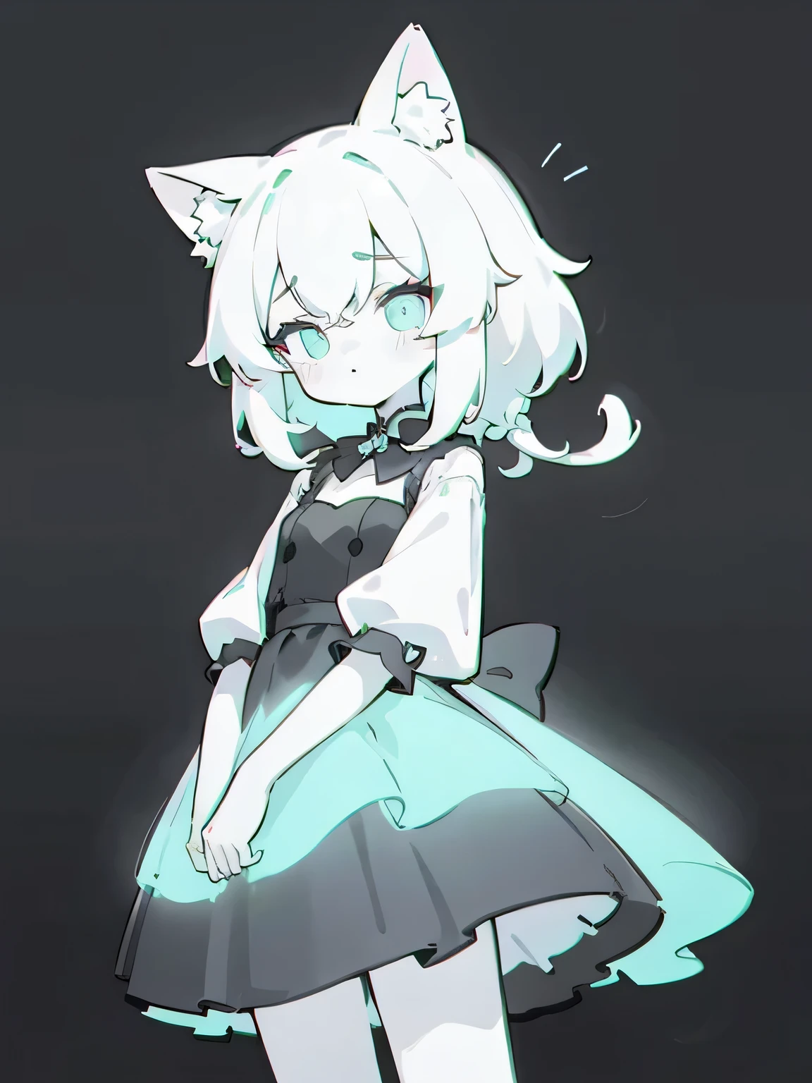 masterpiece,highest quality,Depth of the bounds written,beautiful,
OK,neon lines,monochrome background,Neon color cat girl dress graphics on dark background,elegant,romantic,and a clear face,Gombi,