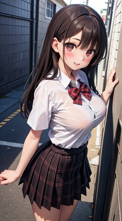 best quality,((1little girl:1.3)),((loli,10歳:1.5)),((big breasts:1.3)),((ツリ目,orgasm,blush,sweat,steam:1.3)), (brown eyes:1.5),((black hair, long hair, two side up:1.3)),((red skirt, mini skirt,white tank top,lift skirt,upskirt,white panties,lace panties:1.3)),thighhighs,pussy juice,see through,classroom,erect nipples