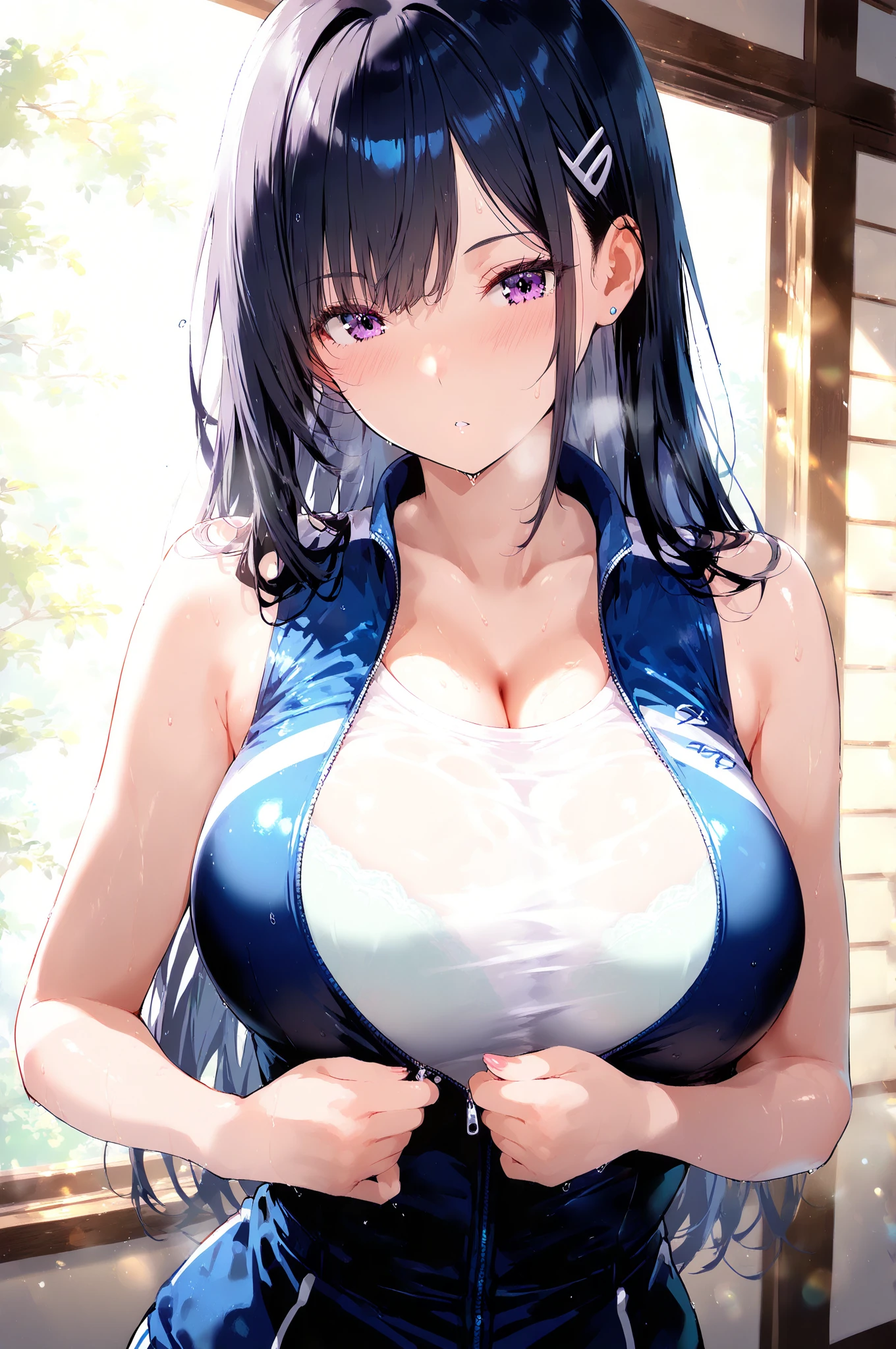 nozomi_tojo, (long_hair), long hair,1girl, milf, solo, purple_hair, twintails, aqua_eyes, hair ornaments,((8k, RAW photo, highest quality, masterpiece), High detail RAW color photo professional close-up photo, (realistic, photo realism:1. 37), (highest quality), (best shadow), (best illustration), collarbone, ultra high resolution, highly detailed CG unified 8K wallpapers, physics-based rendering, cinematic lighting), 1girl, solo, , roxy migurdia, 1girl, ahoge, alternate hairstyle, bangs, bare shoulders, blue bow, blush, breasts, breath, , hair between eyes, long hair,  smile, nipple,  natural breasts, solo, thighs, very long hair, , ((masterpiece)), sideface, very detailed face, cheerleader, pompons, nude, nfsw, showing breast, nipple, cleavage, sexy, horny, lewd, vagina