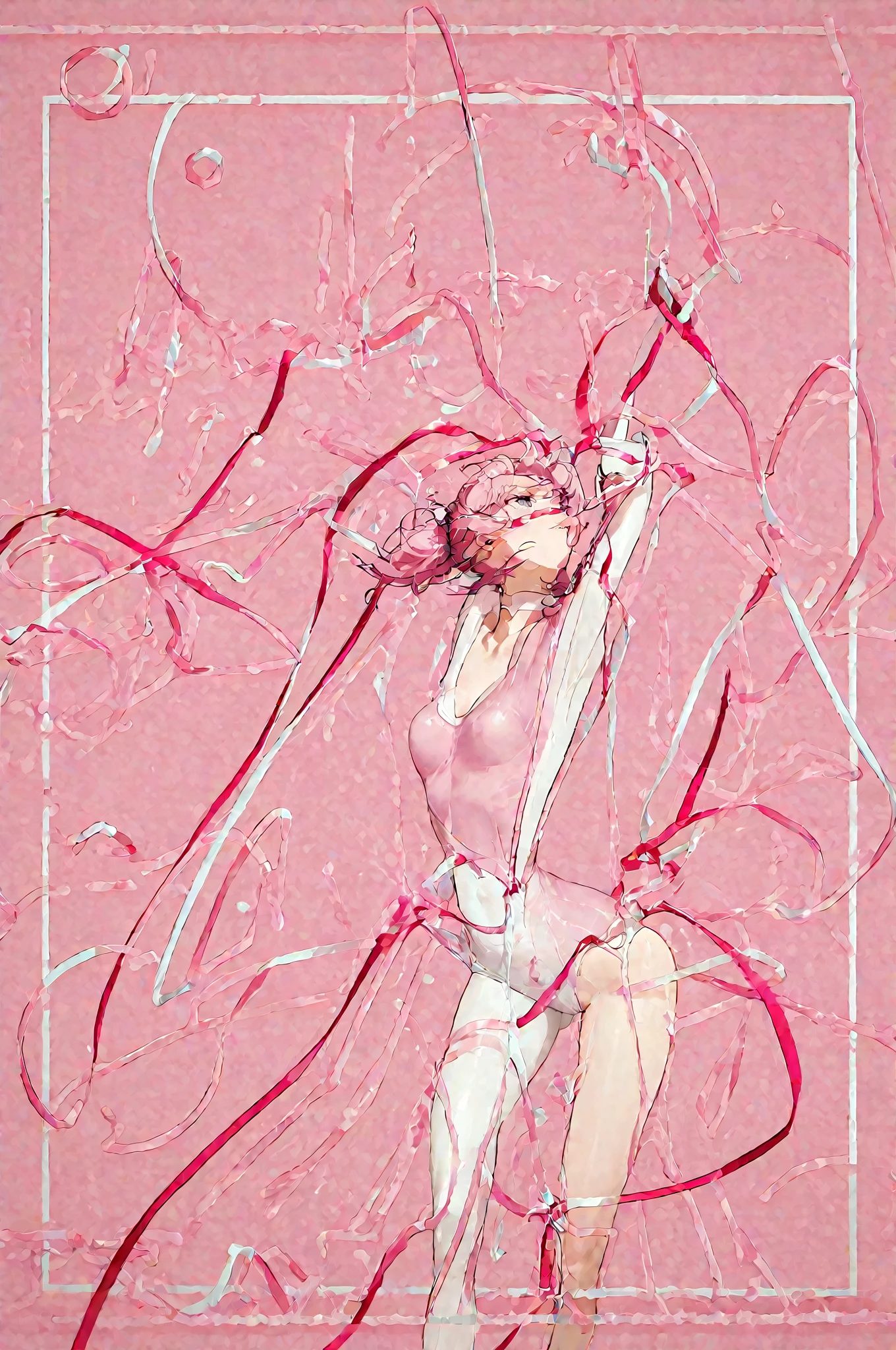 ((Highest quality)), ((masterpiece)), (detailed),A whole body floating in the air、Pink Spider Girl、In a spider&#39;s web