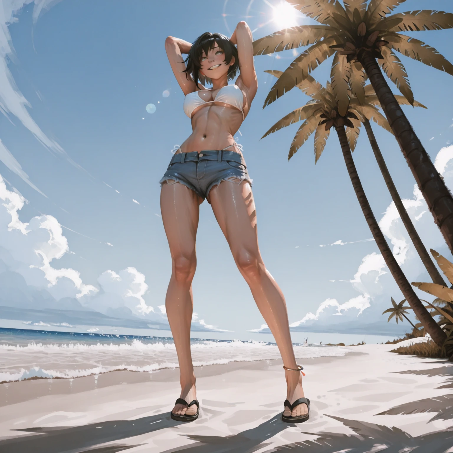 opala,<lora:Opala-08:1>,Woman sunbathing on the beach
