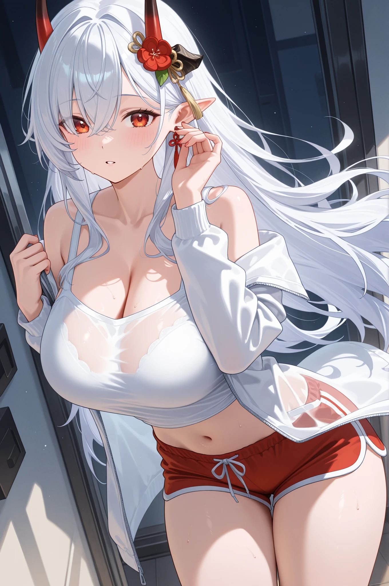 naked, big tits, christmas, white hair