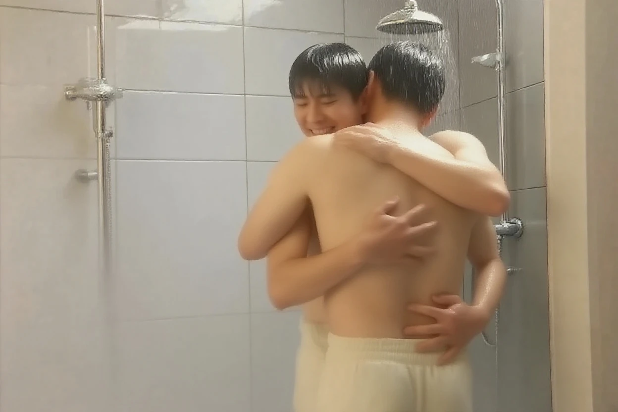16 year old teenager taking a shower with her brother, one cleaning the other