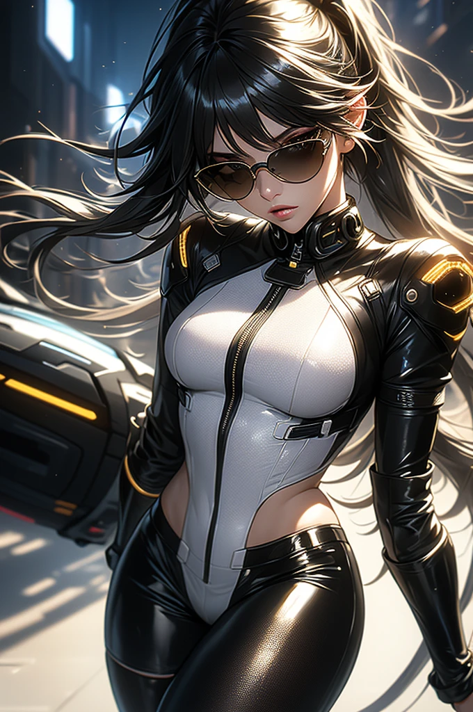 <lora:jmai_20240222022444-0000010:0.8>,a girl appeared at the front,appearing on camera above the thighs,(helmet:1.3),(there is yellow light in the middle of the helmet:1.2),armor,