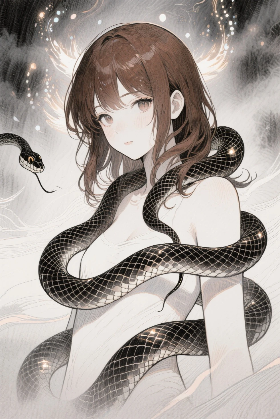 Girl captured by tentacles in abandoned factory Tentacles in a skirt Pants fabric texture