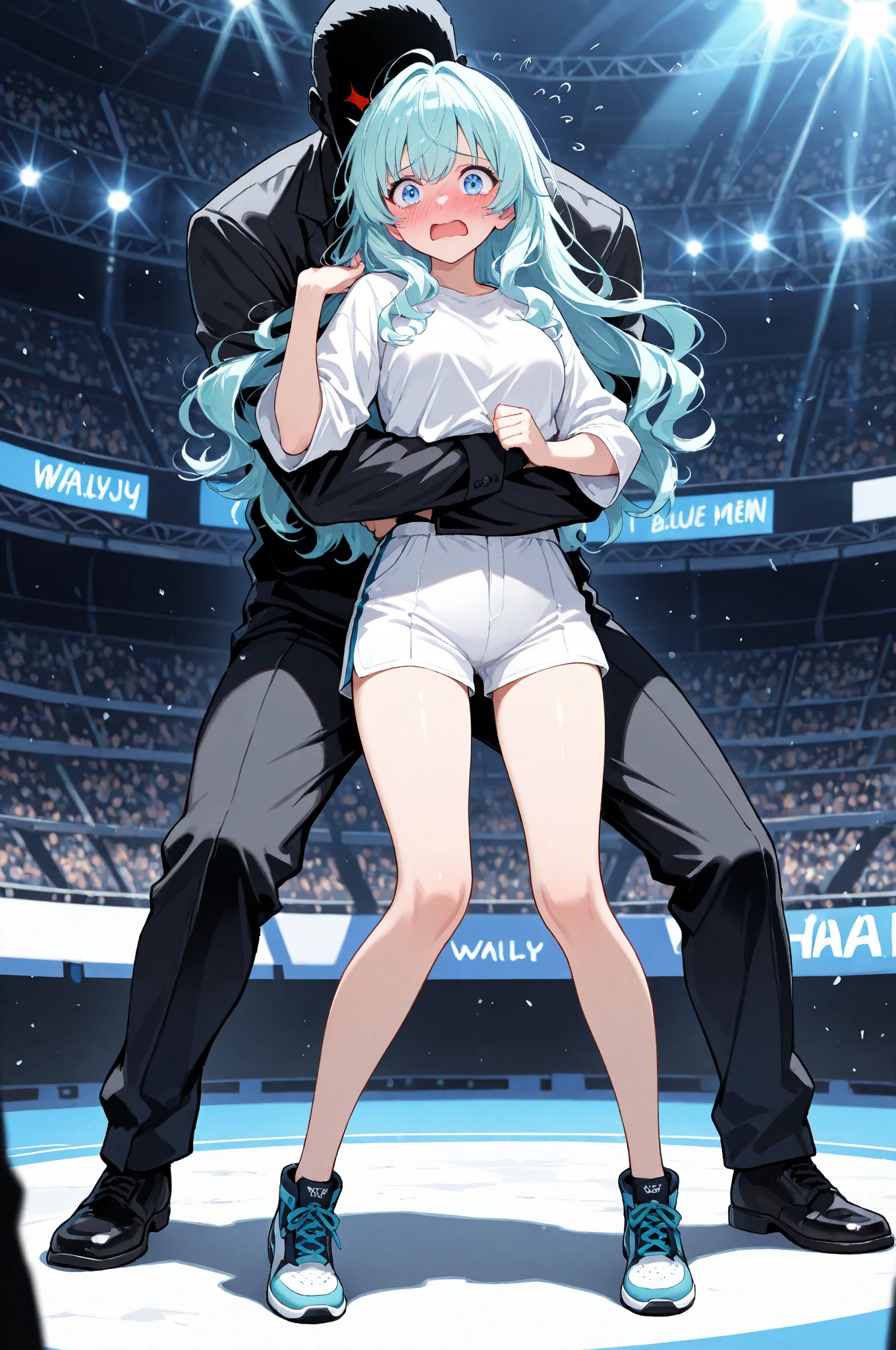 Several adult men in suits hug a girl in a light blue miniskirt student uniform from behind and fondle her light blue bra、A girl is surrounded by men carrying rifles、Office at work、During the fire、A girl is sexually assaulted by an old man in a back position