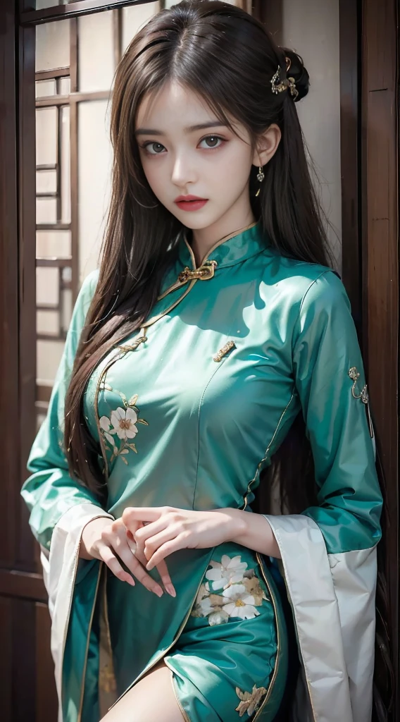 ltra-detailed,highly detailed,best quality,masterpiece,illustration,realistic,
yaozhi, 1girl, solo,mole,
chinese clothes,china dress,see-through sleeves,
earrings, bracelet,hair ribbon,
bangs,very long hair,
looking at viewer,
<lora:yaozhi_v2_09:0.7>