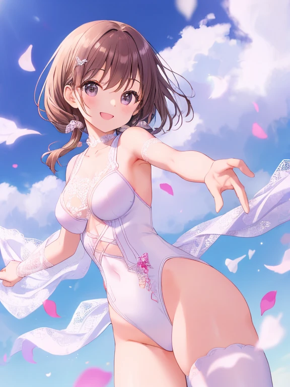 (Evil smile), (((A sexy dress inspired by snow, Gorgeous embroidery, Leather panties, skirt, Pantyhose, Stiletto heels, Chains on clothes))), ((Shiny Costumes)), ((skindentation)), skinny, solo, 1 woman, Masterpiece, highest quality, highest quality, 16K, incredibly absurd, highly detailed, 2.5D, ai-generated, delicate and dynamic, very delicate facial expressions, delicate eye depiction, erotic, only sexy woman, ((A cute and kind face)), healthy figure, ((2 woman)), 160cm tall, medium firm swaying bust, Dark Hair, blush, Sweat,Embarrassed,sexy, ((thin thighs)), shiny and lustrous, facing straight at viewer, (((in heat))), ((Oily_skin)), ((Lots of sweat)), (((Brown Skin))), ((dutch angle)), ((erotic pose)), (((Dynamic Pose))), ((Transparent and sparkling costume)), ((A gazebo in the middle of a beautiful snowy field)),