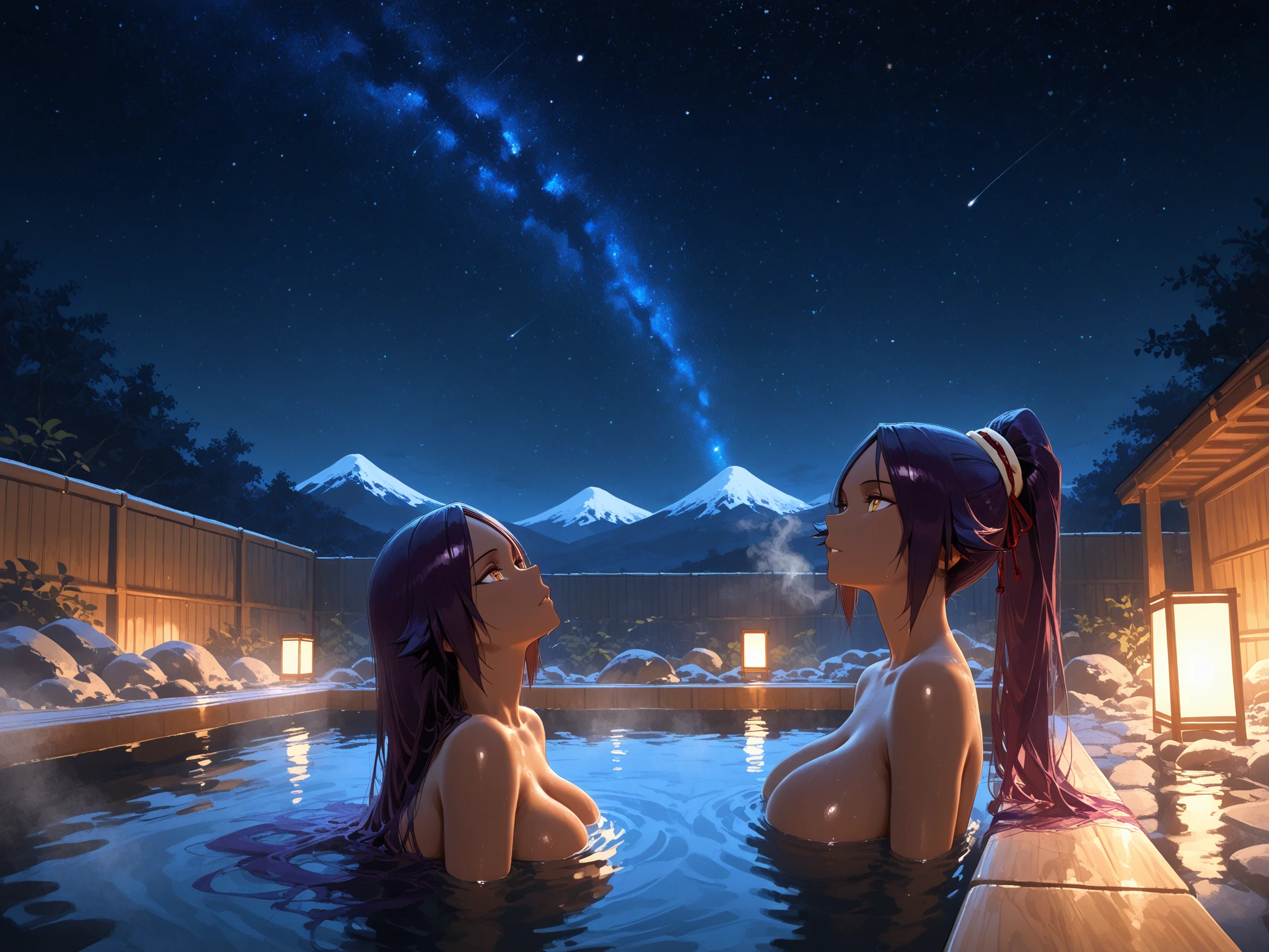 (many perspective scene), three girls, couple kiss, lesbian sex romantic, masturbation, cunnilingus, A multicolored-haired, sexy body, a closeup, (fully naked, detailed pussy), top-quality, blushed face, Turn around, 8K, nighttime, moonlights, superclear, Full of charm, masterpiece, high detailing, (high detailed background: pool, patio, garden)), Detailed drawing