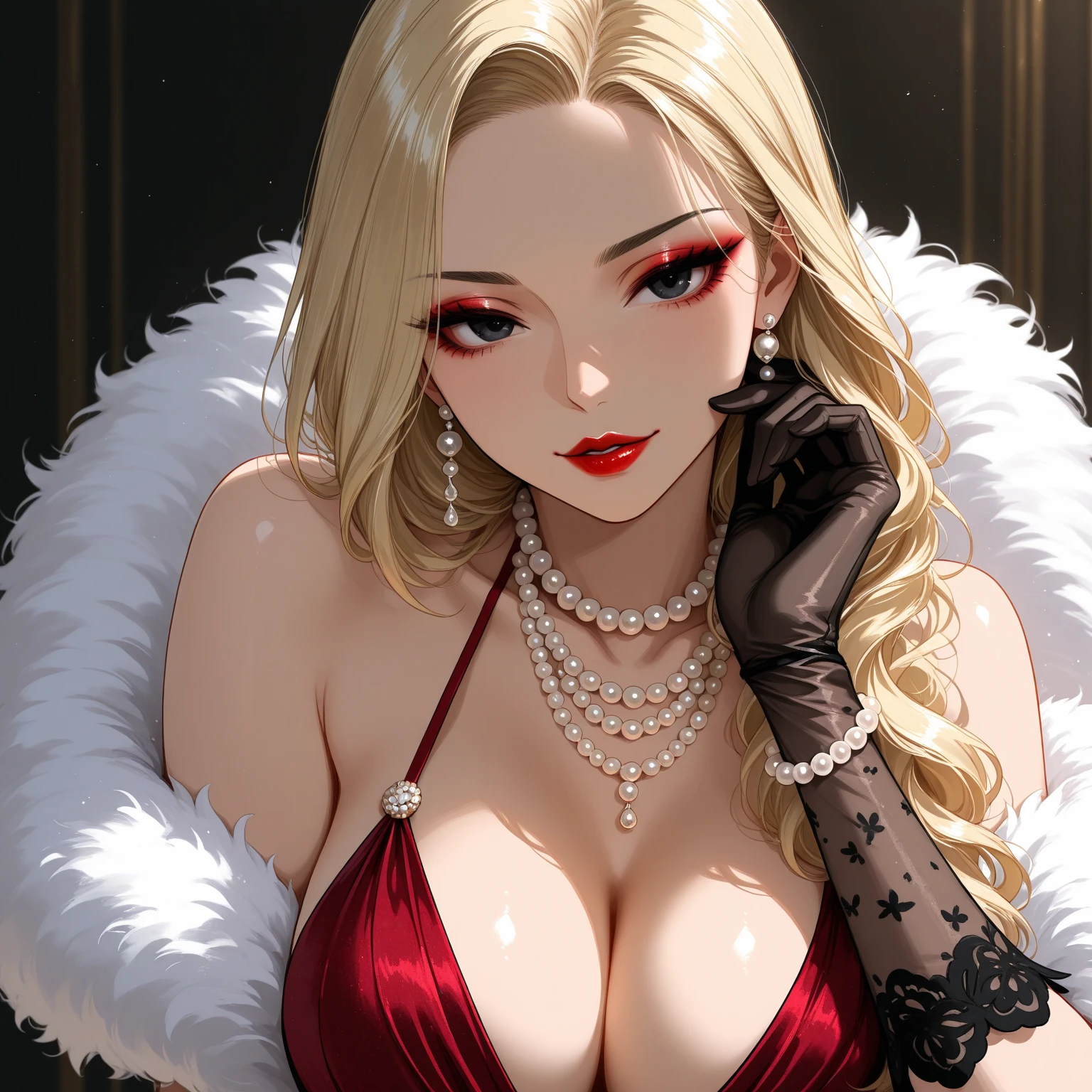 score_9, score_8_superior, score_7_superior, High-resolution CG illustration,A masterpiece in 32K resolution,Highest quality,it is really amazing,Very detailed,Ultra-high resolution,Ultra-realistic,Realistic,Increased depth of field,Cinematic lighting,
Elegant mature Japanese woman,
Shiny silver hair,Wavy long hair,Showing his forehead,god々Beautiful,Ultra-detailed and beautiful face,Sensual look,Beautiful dark brown, moist eyes,Pitch black eyes,Glowing, moisturized skin,Translucent white skin,born々New skin texture,Great proportions,
Elegant wine-red slit dress,spaghetti straps,Deep slit,Detailed and beautiful lace decorations,born地の柔らかな質感,
Black panties,
Black Stockings,
高層ビルの屋superior,Background of big city night scene,
Dramatic Angle,
