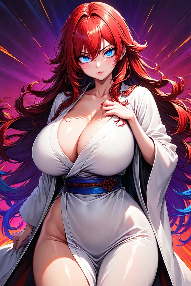 (best quality:1.0), highres, beautiful, 1girls, (huge breasts, curvy breasts:1.2), best quality, beautiful detailed eyes, (masterpiece:1.0), symmetrical eyes, symmetrical face, perfect skin, (absurdres:1.2), mature female, steaming body, sweaty body, shiny skin, soft lighting, wet body, photography, 8k, perfect lighting, intricate detail, ((wet and sweaty body)), ((steaming body)), blush, lipstick, long fingernails, makeup, shiny, shiny skin, solo, curvy, woman, long hair, bare shoulders, <lora:add_detail:0.6>, ((semirealistic:1.4)), <lora:maidoll-v1fix-lora-32dim-10ep-novae-anyv3base:0.5>, maidoll, long hair, ((multiple eyes:1.2)), (red-pink hair), red eyes, voluptuous, cleavage, dripping wet , ((tattoos on body)), tattoos on face,  <lora:SukunaF:0.9>, ((kimono:1.2)), off-shoulders, (thick thighs),