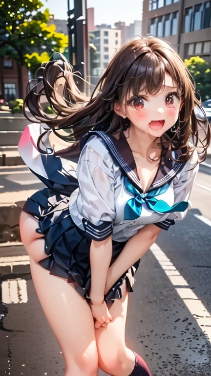 pieces fly、masterpiece、highest quality、Super detailed、High resolution、High resolution、8K portrait、Unity 8k壁紙のHigh resolutionCG、unity 8k wallpaper、cute type little:1.5、upon:1.5、Highly detailed CG unity 8k wallpaper、realistic、real person、cute type little、 portrait photography、shiny skin、High resolution、(16 years old:1.2)、(1 girl)、beautiful clear eyes、very detailed explanation、delicate face、nice lips、slender body、Same with big breasts thin waist、thin legs、(urban area:1.6)、1 girl, cute type, perfect face, seriously, (blush:1.5),((There are a lot of people nearby:1.4))Same with big breasts,((school uniform:1.2)),(((clothing lift:1.5))), (((I have nipples))), Detailed description vagina,show vagina,spread legs,spread ,((cum in vaginas:1.3))、((change:1.5))
