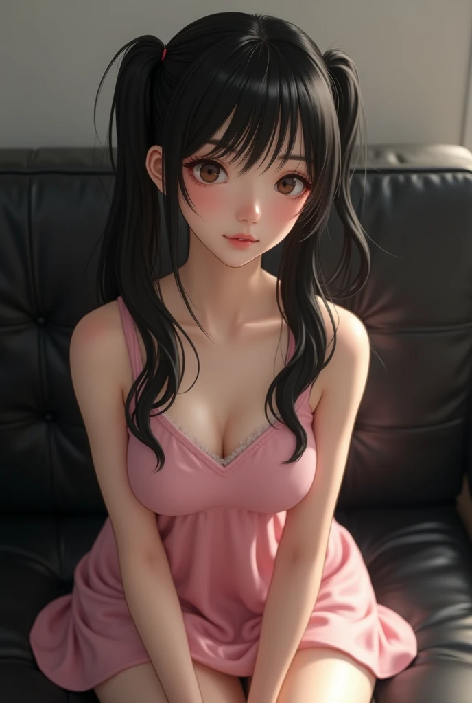 a girl having tea in a restaurant, beautiful detailed eyes, beautiful detailed lips, pink eyes, pink tank top, cleavage, photorealistic, ultra-detailed, 8k, hyper-realistic, high quality, artstation, concept art, digital painting, dramatic lighting, intricate details, soft pastel colors, delicate features, elegant pose, atmospheric environment, elegant restaurant interior
