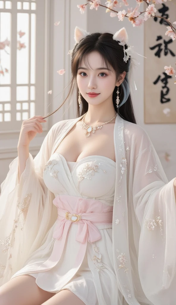 best quality, Delicate face，beautiful visual work, lifelike, eternity, black hair, Smile, Detailed Background, Delicate face，blush，cold，((masterpiece))、(top quality)、8k、high detail、Super detailed，31-year-old female， masterpiece、born、Scenes resembling fairy tale illustrations、intricate details和複雜的設計、Beautifully、magic、capricious、 Beautifully、Dream aesthetics、「𝓡𝓸𝓶𝓪𝓷𝓽𝓲𝓬、ethereal、charming、fickle、magic」、realism、Visual effects、FXAA、SSAO、Shader、voiceless、ambient lighting、Tone mapping、High resolution、Ultra high quality、Million pixels、(8K resolution:1.10)、8k、8k以下、8K resolution、high detail、intricate details， (high quality:1.2、masterpiece:1.2、:1.21)、(31-year-old female:1.21)、(興奮地Smile)、(Surrounded by a dreamy atmosphere、Model diagram，full-body shot，Normal 2 feet，Put your hands behind you，The protrusion of the breast is visible when wearing clothes, Large Breasts, H cup chest, Don&#39;t show your fingers, full-body shot， full-body shot，full-body shot，full-body shot，full-body shot，full-body shot，full-body shot，full-body shot，hands hidden in clothes, hands hidden in clothes,hands hidden in clothes,hands hidden in clothes,hands hidden in clothes,hands hidden in clothes,hands hidden in clothes,hands hidden in clothes,hands hidden in clothes, ,hands hidden in sleeves ,hands hidden in sleeves ,hands hidden in sleeves ,hands hidden in sleeves ,hands hidden in sleeves ,hands hidden in sleeves ,hands hidden in sleeves ,hands hidden in sleeves, arms behind back, arms behind back, side view, side angle, side view photo, side angle shot,side view, side view, side view,Side angle, Side angle, in the Disneyland Park, Landmine style, long skirt，Twin tails tied with a bow。